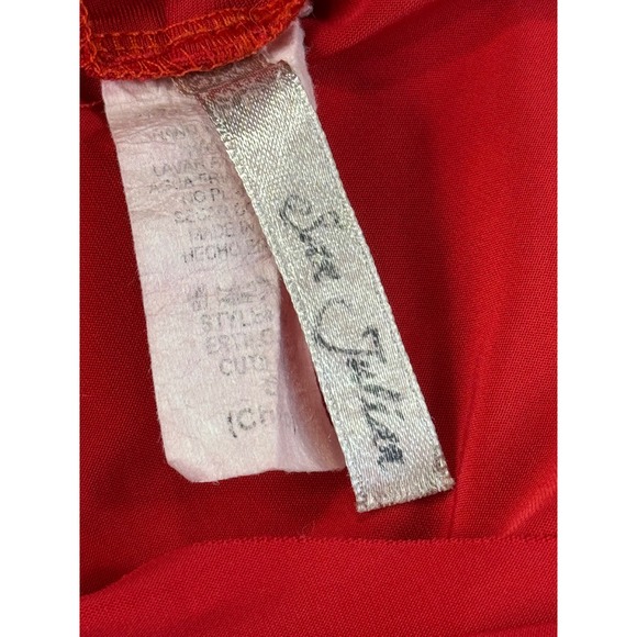 Sleeveless blouse Red Sheer Collar Party Cocktail top with Belt - Picture 6 of 9